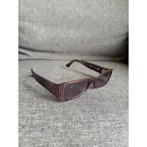 Beausoleil Paris Womens Y2K Small Rectangle Purple Jeweled Sunglasses 205 04